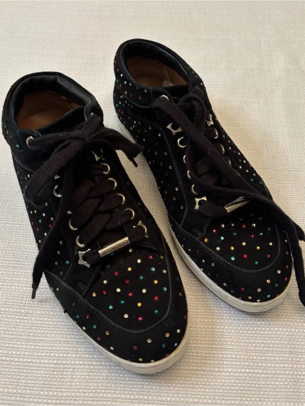 Jimmy Choo Miami Trainer Women 36 US 5.5-6 Black Suede Multicolor Sneakers